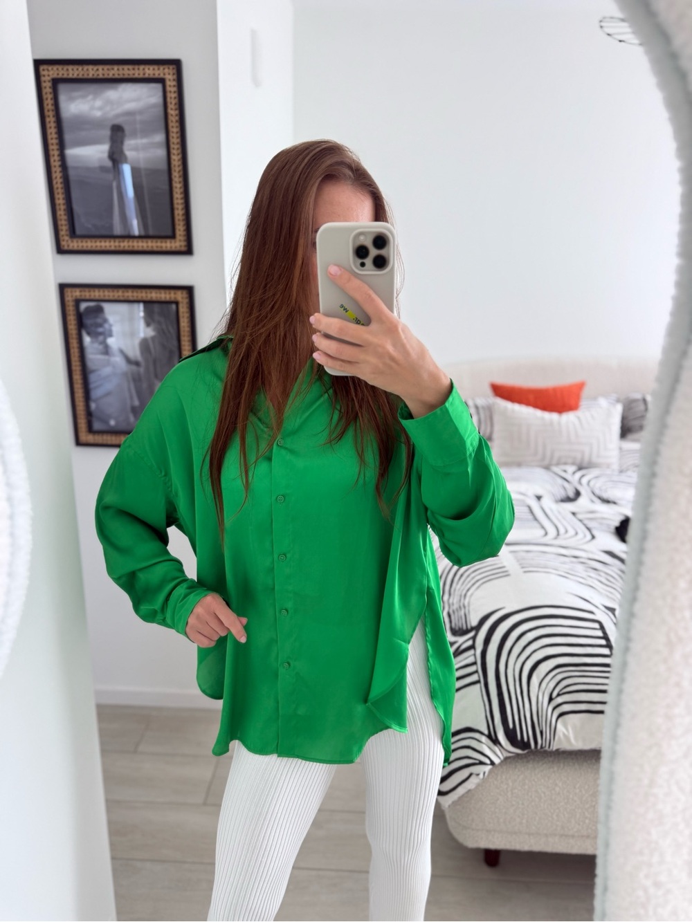 H&M Bright Green Oversized Button-Down Shirt
